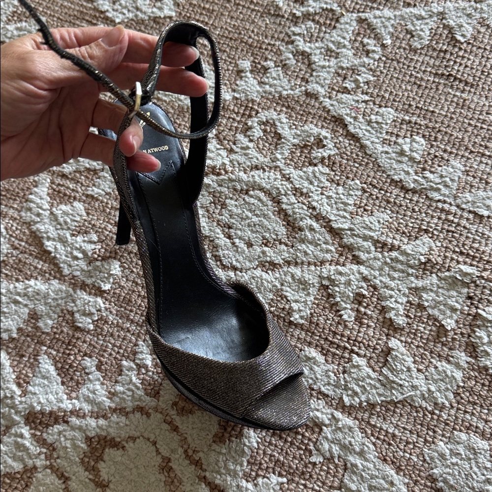 Brian Atwood sparkly metallic Black Platform Heels